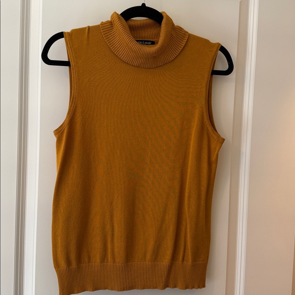 Mustard Sleeveless Turtleneck Sweater